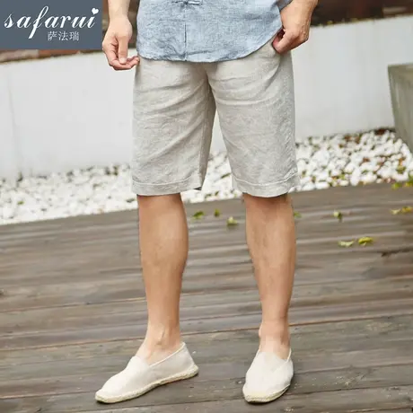 亚麻短裤男宽松休闲五分裤夏天薄款中国风七分男士麻料裤子沙滩裤商品大图