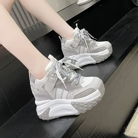 网红鞋子女2024新款内增高厚底老爹鞋秋季爆款小白鞋运动鞋女款商品大图