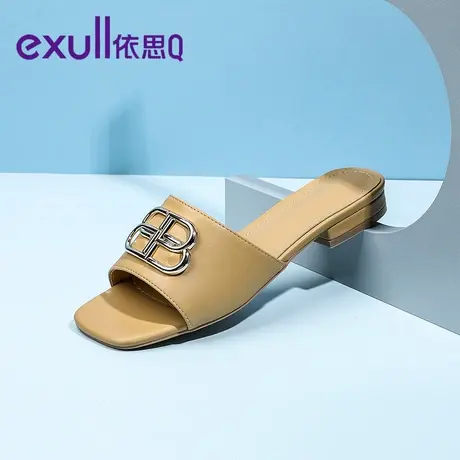 依思q女鞋秋季一字拖鞋商品大图