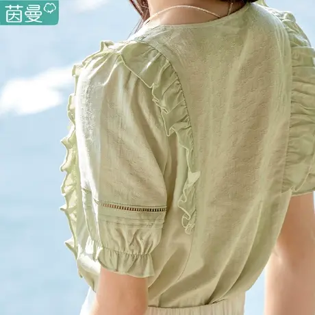 茵曼旗舰店官方衬衫小个子外穿夏天女款上衣法式奶系穿搭别致绝美图片