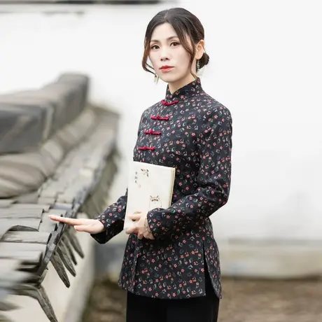 筠雅妈妈改良旗袍中式上衣唐装女冬季新款年轻款中式盘女装23J637商品大图