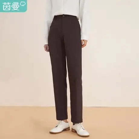 茵曼休闲裤女夏季2023年新款宽松百搭简约通勤直筒显瘦高腰长裤子图片