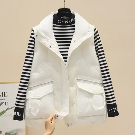 时尚立领羽绒棉马甲女冬季2023爆款宽松棉马夹短款洋气外穿棉坎肩商品大图