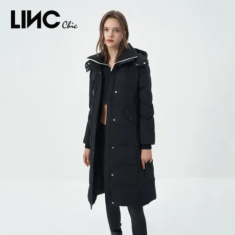 LINC金羽杰2023冬新款简约品质感通勤反季断码女款中长款羽绒服女商品大图
