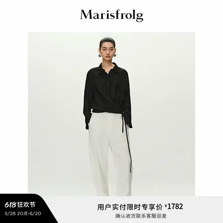 【精简衣橱】Marisfrolg玛丝菲尔2025夏新款围裹式可调节系带衬衫图片