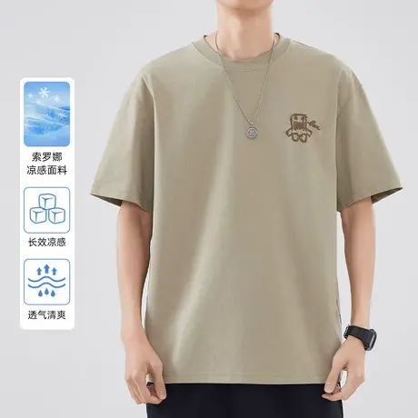 hansca 240g冰丝t恤男士短袖2025新款索罗娜凉感夏季日系印花上衣商品大图