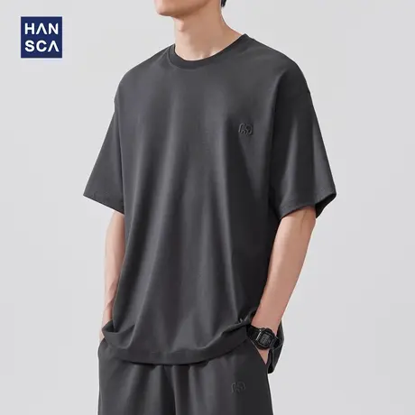 hansca凉感冰皮短袖t恤男士睡衣2025新款夏季高级感可外穿居家服商品大图
