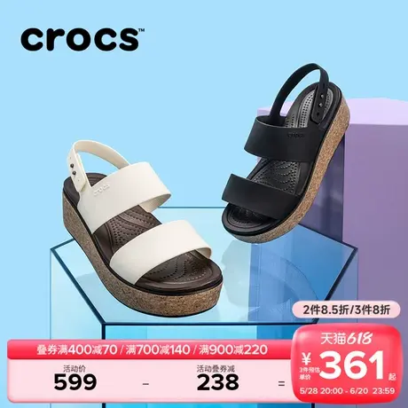 Crocs卡骆驰布鲁克林女士软木凉鞋户外厚底增高凉拖鞋女鞋|211144图片