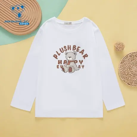 KW真维斯女童春季新款小熊印花可爱卡通图案甜美休闲长袖T恤图片