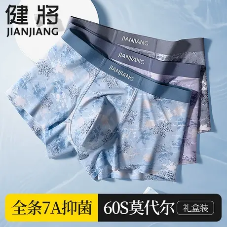 健将莫代尔男士内裤男薄款青少年抗菌无痕平角裤男生大码四角短裤图片