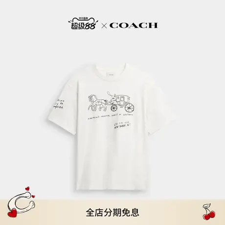 【新品】COACH/蔻驰男女同款棉质HERITAGE SKETCH休闲T恤短袖上衣商品大图