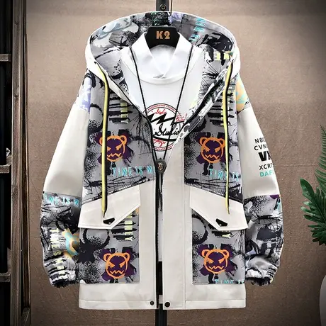 工装外套男士2023新款春秋季韩版潮流青少年初中高中学生休闲夹克商品大图