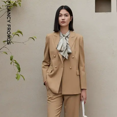LANCY/朗姿2023秋季新款西装外套女宽松通勤OL职业高级感西服上衣图片