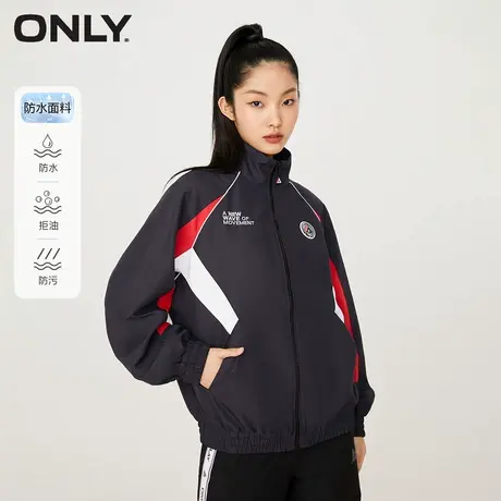 【ONLY奥莱清仓】秋季潮流休闲复古三防拼色立领外套女图片