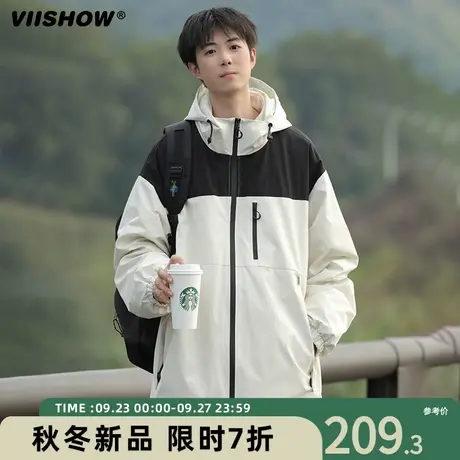 VIISHOW三合一冲锋衣男秋冬季宽松保暖工装棉服潮牌休闲连帽夹克商品大图