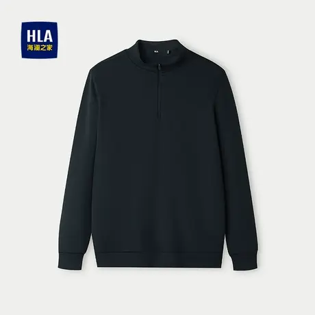 HLA/海澜之家休闲上衣2025秋季新款半高领拉链硅胶小标微弹卫衣男图片