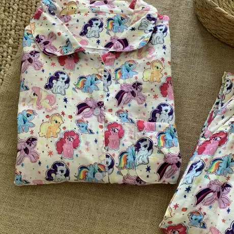 小马宝莉~全棉双层纱布长袖长裤小翻领套装宽松舒适可外穿家居服商品大图