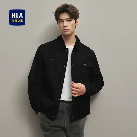 HLA/海澜之家满身印花夹克25秋新植绒保暖字母刺绣柔软外套男图片