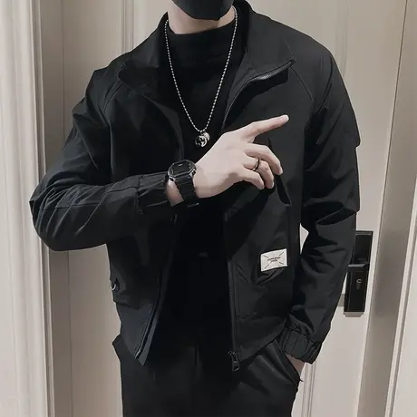 夹克男2023秋冬新款潮牌潮流韩版百搭立领帅气休闲秋装外套短款商品大图