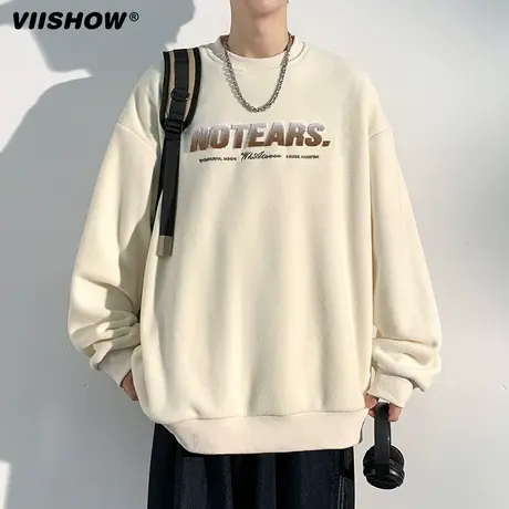 VIISHOW美式简约卫衣男士春秋新款宽松潮牌休闲重磅国风冬季上衣商品大图