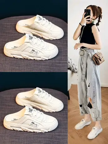 半拖鞋女夏外穿2023年新款包头夏款配裙子小白夏季凉拖外出网红商品大图