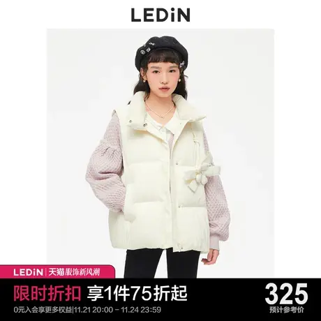 乐町花朵褶皱羽绒马甲2022秋冬新款羽绒女C2ACC4191图片