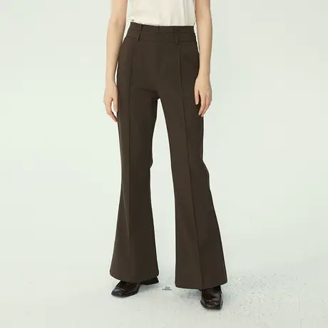 omont蛋挞家 双腰头喇叭裤休闲裤女春季新款高腰显瘦长裤子商品大图