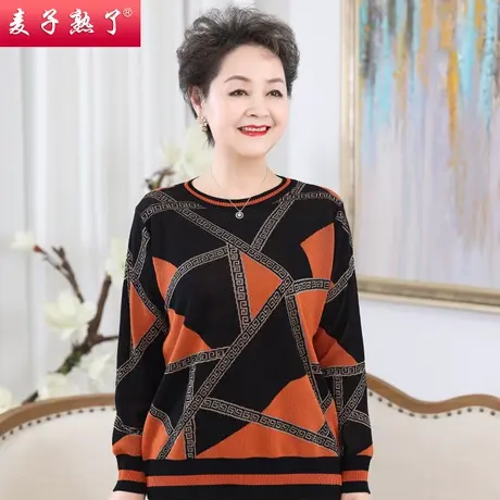妈妈春装洋气打底小衫阔太太长袖上衣T恤妈妈装新款中老年女装夏图片