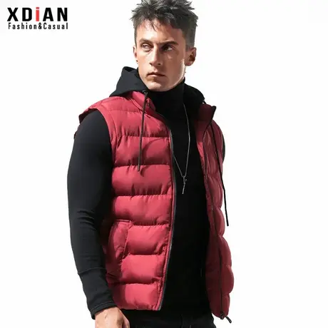 羽绒棉马甲男秋冬季潮流保暖带连帽背心坎肩无袖棉服外套马夹外穿商品大图