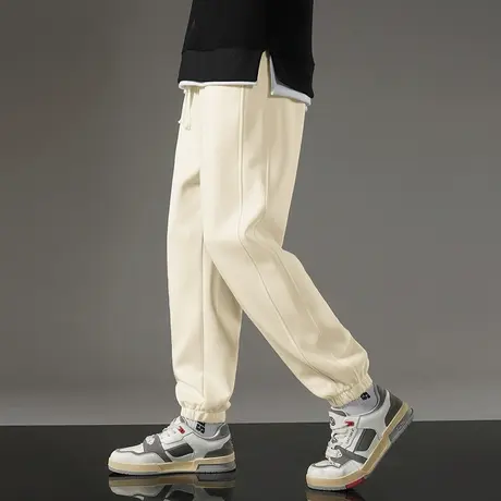 休闲长裤子男秋冬季加绒运动裤小脚束脚九分抽绳卫裤宽松潮流百搭商品大图