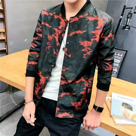 男士外套秋季2023新款春秋夹克男装大码休闲韩版潮流修身迷彩衣服商品大图