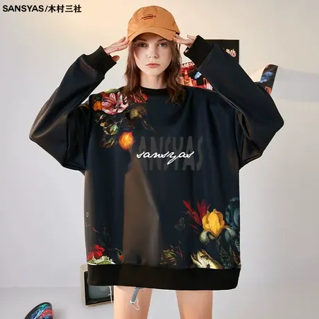 木村三社SANSYAS 油画风高端流行卫衣情侣装正肩潮流oversize衣服商品大图