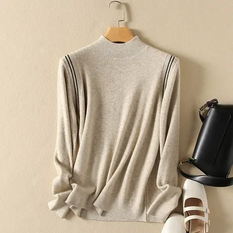 半高领毛衣女春装内搭新款韩版宽松套头加厚百搭长袖针织打底衫女商品大图