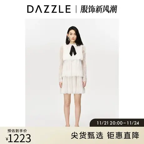 DAZZLE地素奥莱 仙女温柔长袖白色连衣裙礼服公主裙子女商品大图