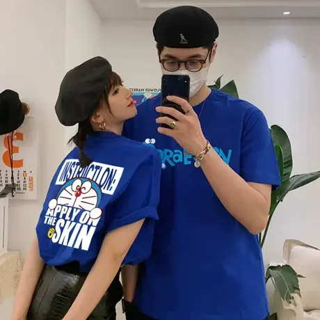 克莱因蓝情侣装短袖t恤女2023年夏季新款宽松纯棉半袖上衣ins潮牌图片