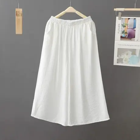春夏雪纺九分阔腿裤女2024新款胖mm休闲裤裙薄款垂感高腰裤子裙裤图片