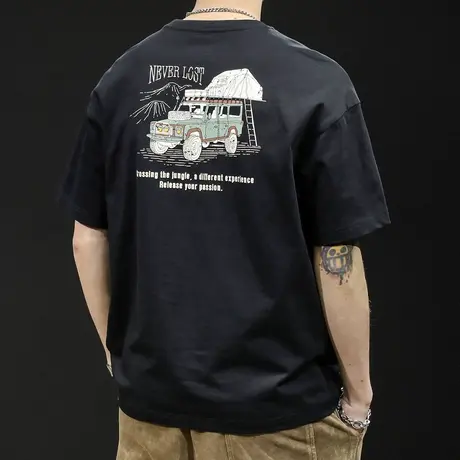 重磅短袖t恤男2024男士半袖上衣潮牌大码男装体恤男款夏季纯棉商品大图