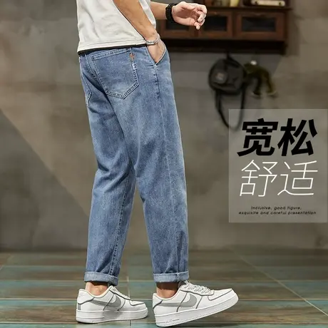 夏季薄款浅蓝色九分软牛仔裤男士潮牌男装夏款休闲男裤百搭夏裤子商品大图