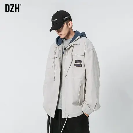 男士灰色痞帅机能工装夹克外套男春秋潮秋季男装2024新款春装上衣商品大图