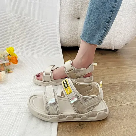 魔术贴罗马鞋学生2023夏新款百搭日系运动凉鞋女ins潮厚底松糕鞋商品大图