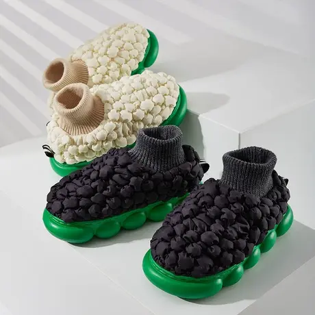 棉拖鞋女包跟冬季防水羽绒布室内家居厚底情侣踩屎感棉拖鞋男外穿商品大图