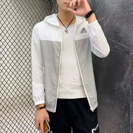 2019夏季防晒服男薄款上衣连帽卫衣夏装中学生拼接防晒衣拼接外套商品大图