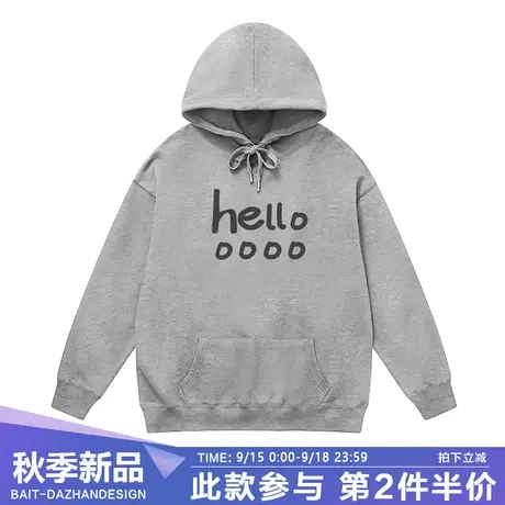 美式复古连帽卫衣女秋季新款字母印花纯棉灰色帽衫宽松情侣上衣潮图片