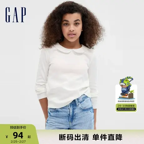 【断码优惠】Gap女童春秋修身娃娃领长袖T恤儿童装内搭上衣740056商品大图