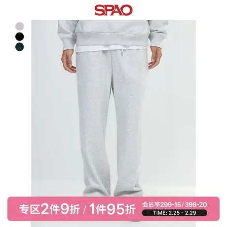 SPAO韩国春季新品男女直筒裤宽松休闲加绒运动裤SPMTD4TU13图片