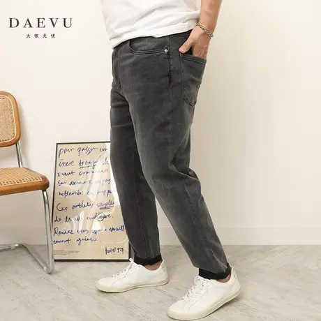 大依无忧春夏大码男装黑灰水洗薄料潮胖子弹力加肥加大男士牛仔裤商品大图