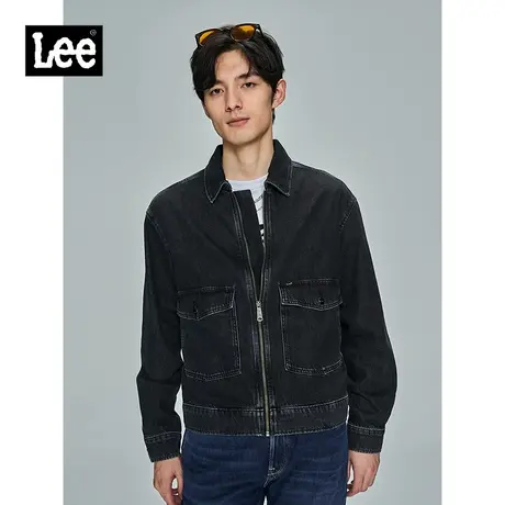Lee商场同款23春夏新品舒适黑色男牛仔夹克外套LMT004511100031A图片