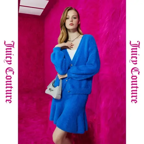 Juicy Couture橘滋秋女女装年新款皇冠银扣羽毛纱女毛衣外套商品大图