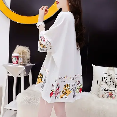 设计感正肩短袖T恤女2023新款夏季时尚洋气减龄宽松欧版大码上衣商品大图