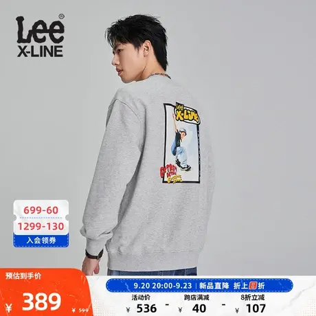 LeeXLINE23秋冬新品舒适版海报印花多色男长袖卫衣LMT007111204图片